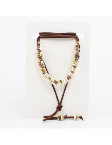 Collar de Gamuza Golden Hexagon