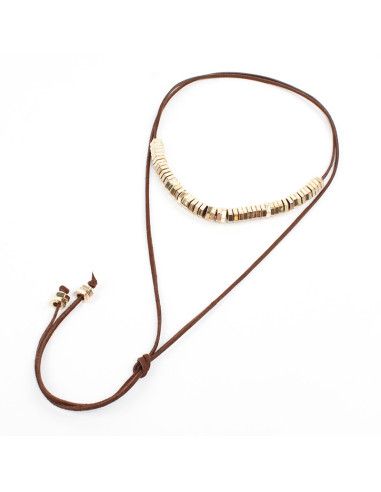 Collar de Gamuza Golden Hexagon