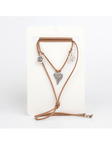 Collar de Gamuza Silver Charms