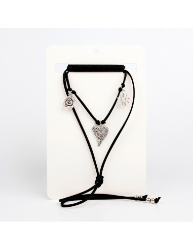 Collar de Gamuza Silver Charms
