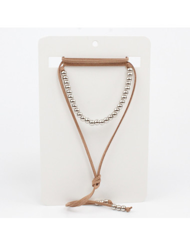 Collar de Gamuza Silver Beads