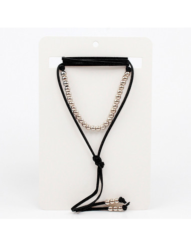 Collar de Gamuza Silver Beads