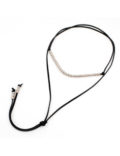 Collar de Gamuza Silver Beads