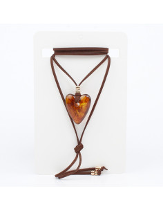 Collar de Gamuza Acrylic Heart Suede