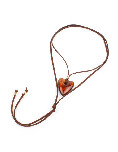 Collar de Gamuza Acrylic Heart Suede