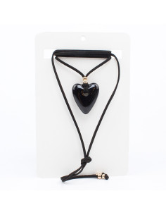 Collar de Gamuza Acrylic Heart Suede