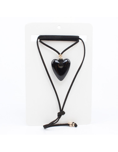 Collar de Gamuza Acrylic Heart Suede