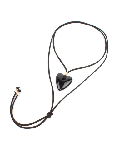 Collar de Gamuza Acrylic Heart Suede