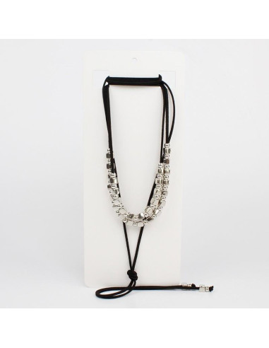 Collar Corbatero de Gamuza Cubic Silver