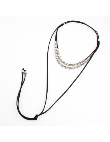 Collar Corbatero de Gamuza Cubic Silver