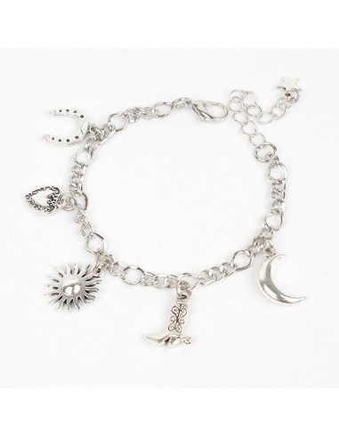 Pulsera Multicharms Silver Cowgirl