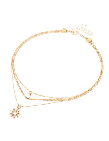 Collar de Cadenas Moon Sun Gold