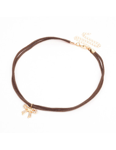 Choker de Gamuza Shiny Bow