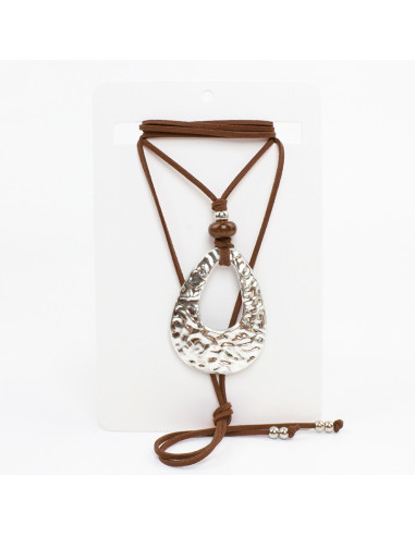 Collar de Gamuza Hammered Oval