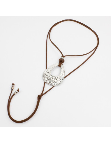 Collar de Gamuza Hammered Oval