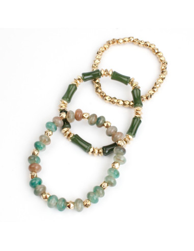 Set x3 Pulseras Elásticas de Vidrio