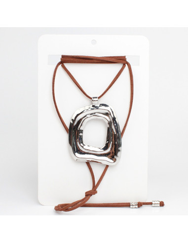 Collar de Gamuza Silver Square