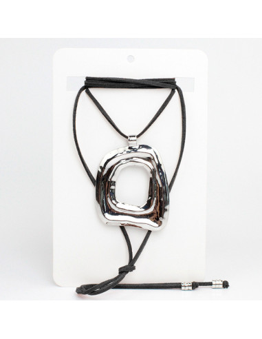 Collar de Gamuza Silver Square