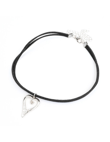 Choker de Gamuza Ornate Love Silver