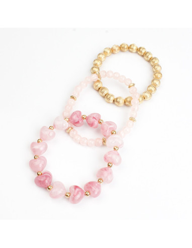 Set x3 Pulseras Marbled Heart