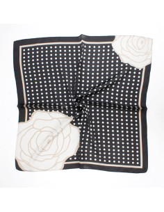 Pañuelo Dots Flower Black (70x70)