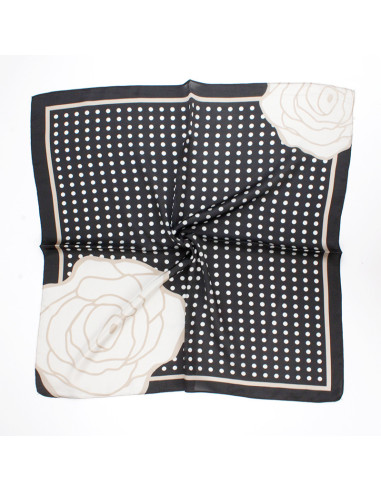 Pañuelo Dots Flower Black (70x70)