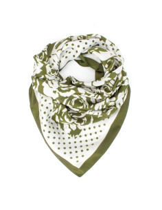 Pañuelo Dots and Rose Green (70x70)