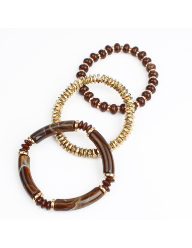 Set x3 Pulseras Marbled Autumn