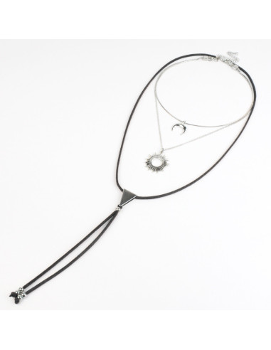 Collar Set de Cadena y Gamuza