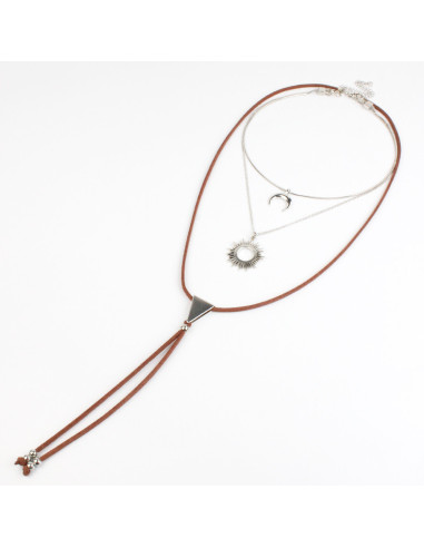 Collar Set de Cadena y Gamuza