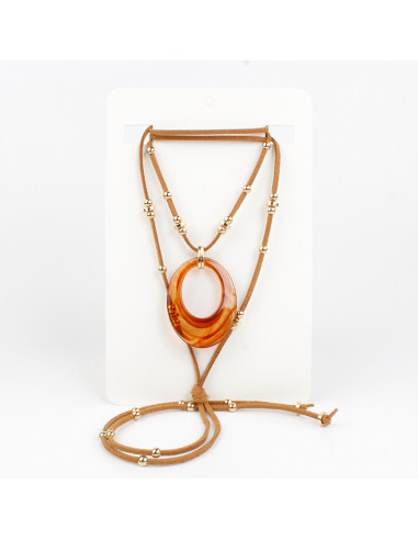 Collar de Gamuza y Dije de Acrílico