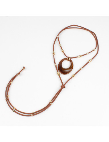 Collar de Gamuza y Dije de Acrílico