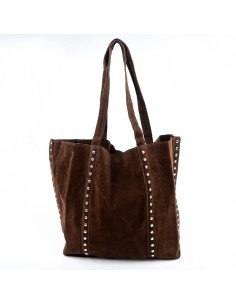 Cartera Tote de Gamuza y Tachas