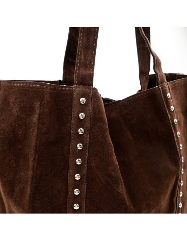 Cartera Tote de Gamuza y Tachas