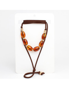 Collar de Gamuza Caramel Beads