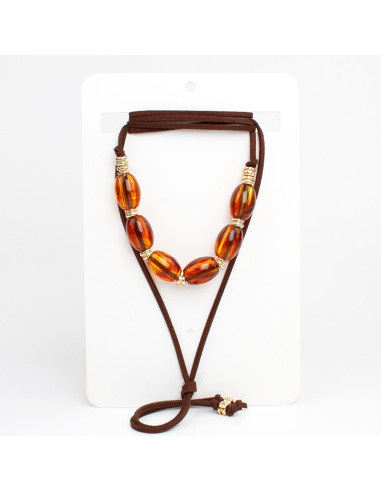 Collar de Gamuza Caramel Beads