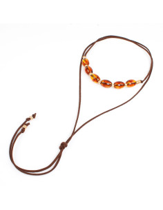Collar de Gamuza Caramel Beads