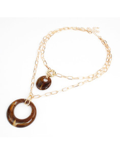 Collar Doble de Cadenas y Dijes Acrílicos