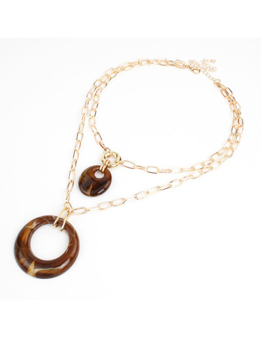 Collar Doble de Cadenas y Dijes Acrílicos