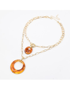 Collar Doble de Cadenas y Dijes Acrílicos