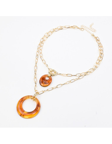 Collar Doble de Cadenas y Dijes Acrílicos