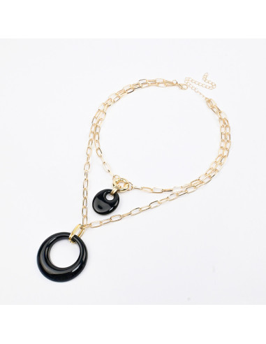 Collar Doble de Cadenas y Dijes Acrílicos