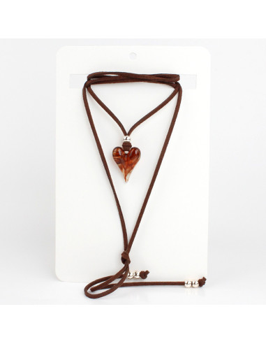 Collar de Gamuza y Dije de Resina