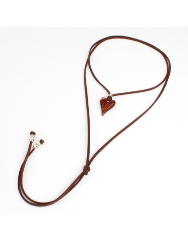 Collar de Gamuza y Dije de Resina