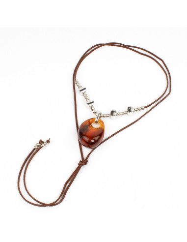 Collar de Gamuza y Dije Orgánico