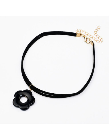 Choker Gamuza y Flor