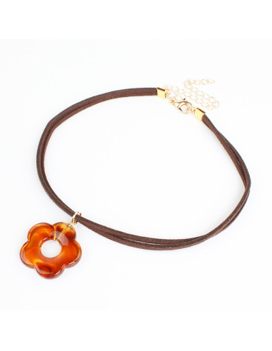Choker Gamuza y Flor