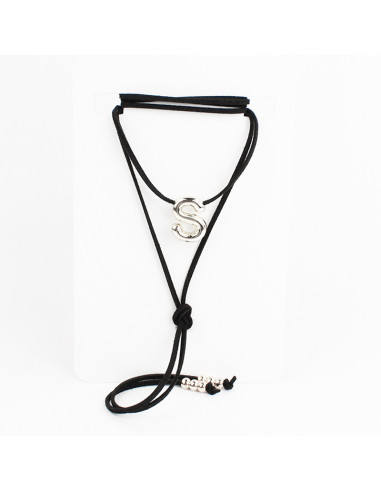 Collar de Gamuza Bubble Silver Letters "S"