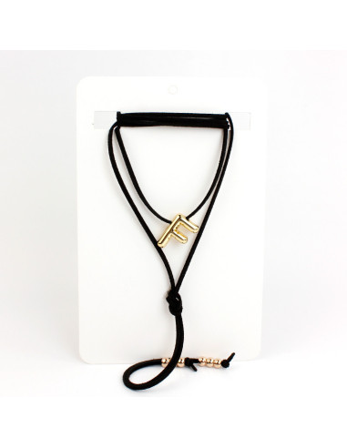 Collar de Gamuza Bubble Golden Letters "F"