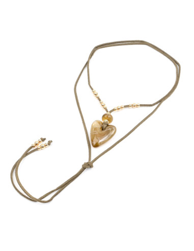 Collar de Gamuza y Dije Acrílico